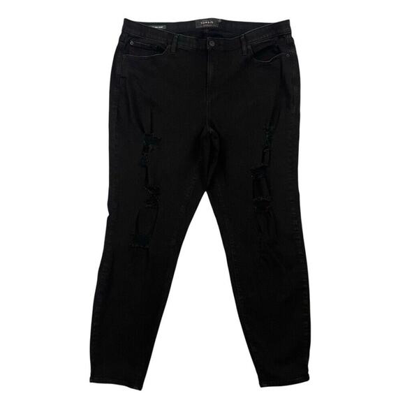 Torrid Sky High Skinny Jeans Plus Size 22T Black High Rise Distressed Dark Denim - Picture 1 of 12